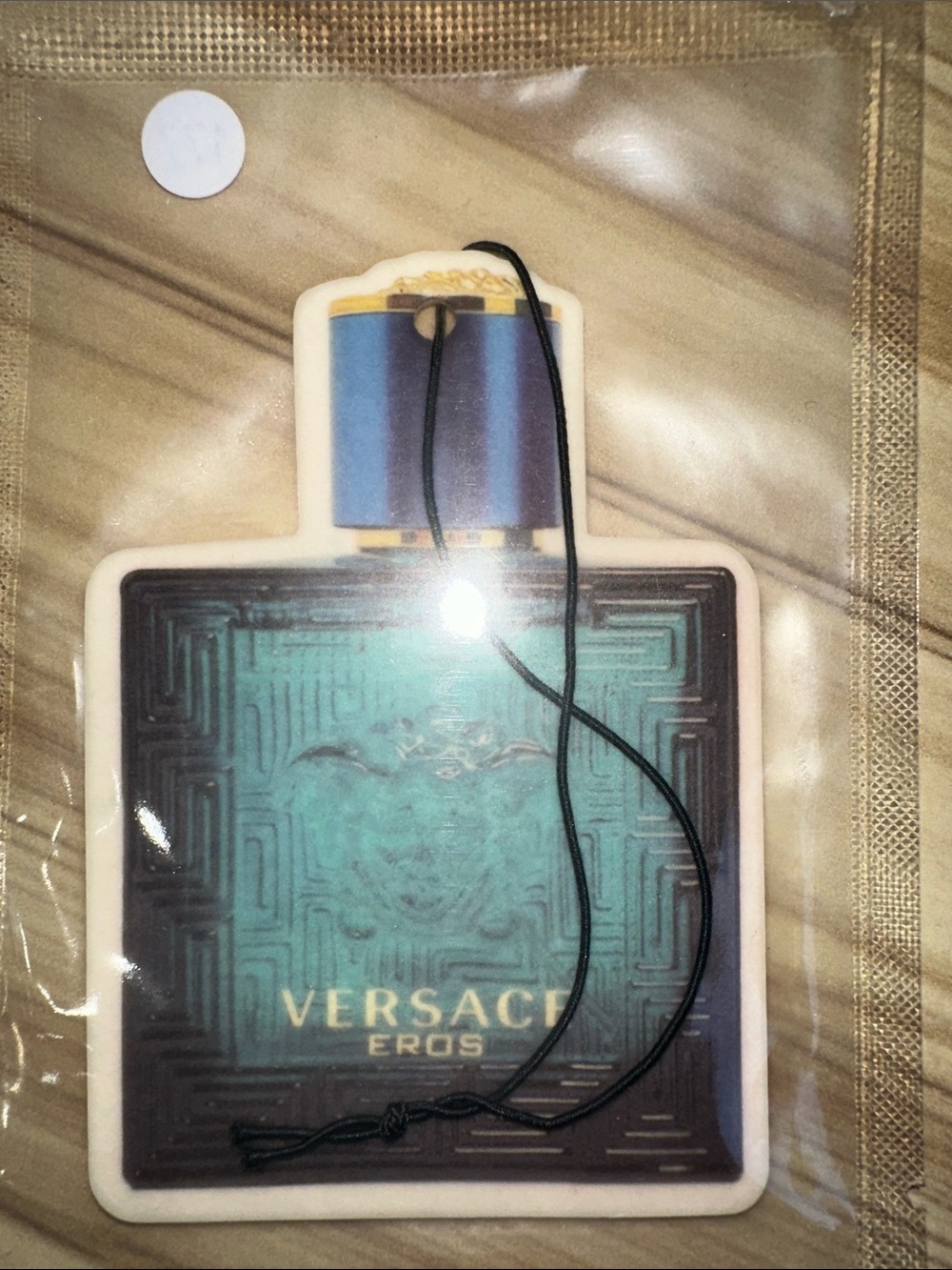 Versace Green & Gold Eros Bottle Air Freshener Hanging Ornament